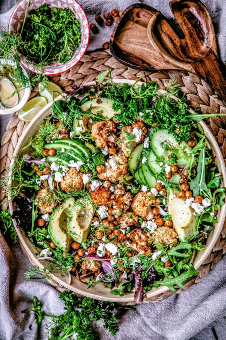 Roasted Cauliflower Salad with Lemon Tahini Dressing - The Bitery