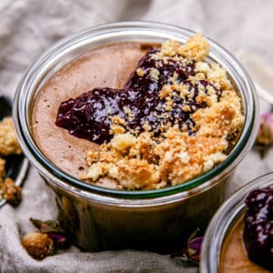 Chocolate Mousse with berry Jam & Shortbread-136