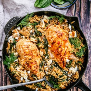 Miso Goat Cheese Stuffed Chicken and Orzo
